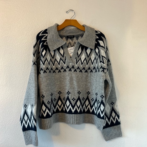 1 State V Neck Fair Aisle Sweater Size L - Picture 2 of 8